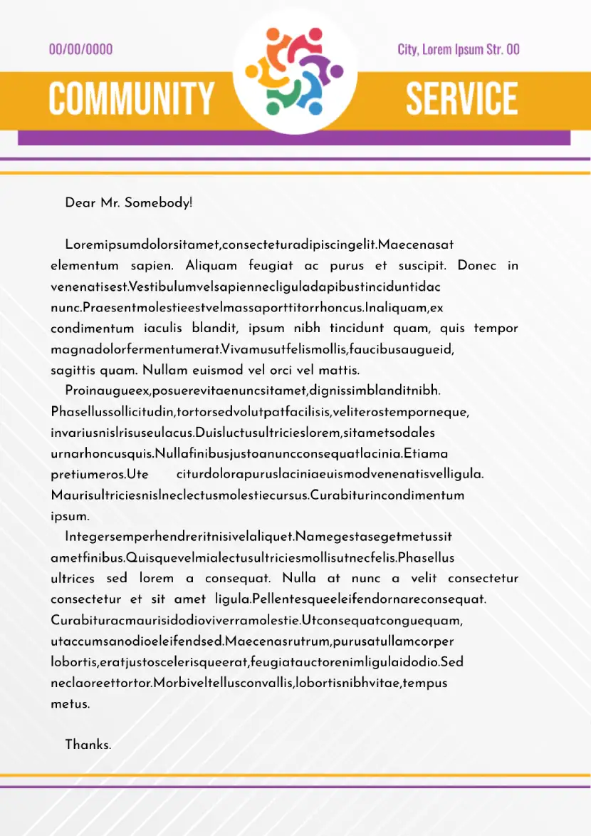 Letterhead Сommunity Service Template for Google Docs