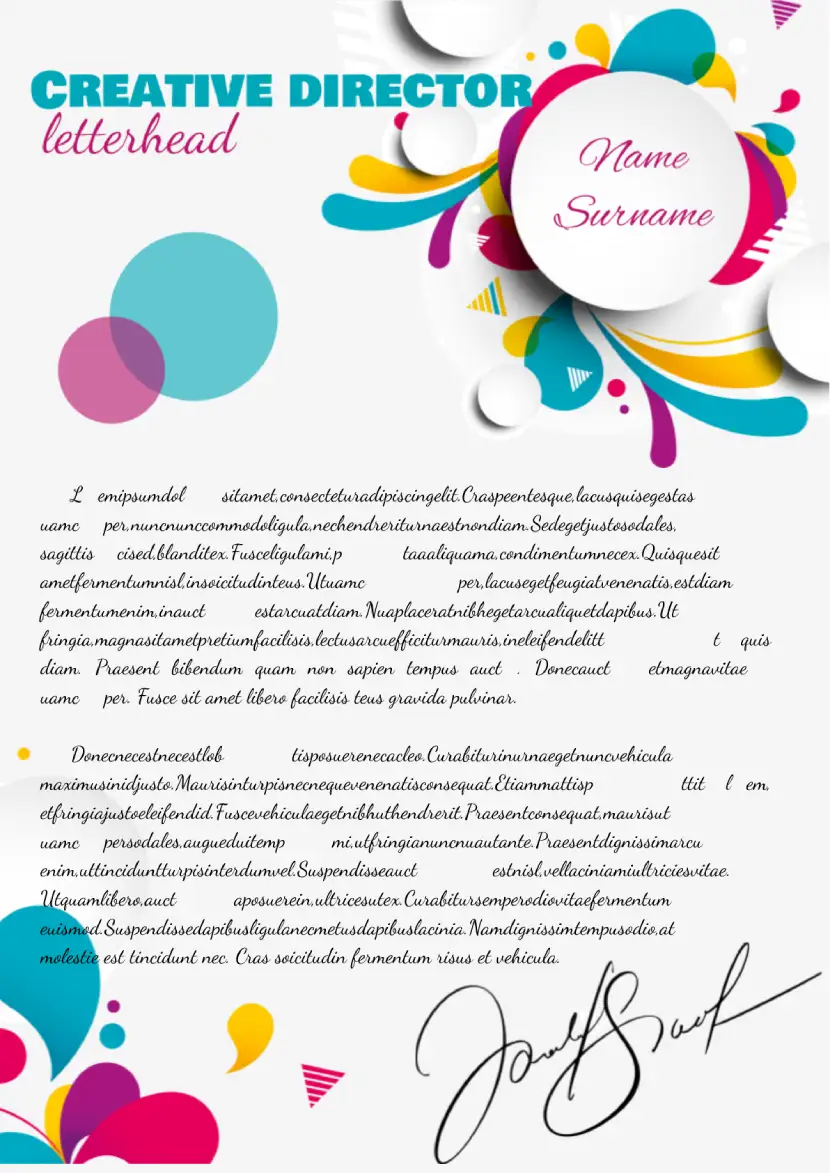 Сreative Director Letterhead Template for Google Docs