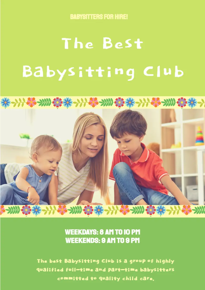 Flyer Babysitting Template for Google Docs