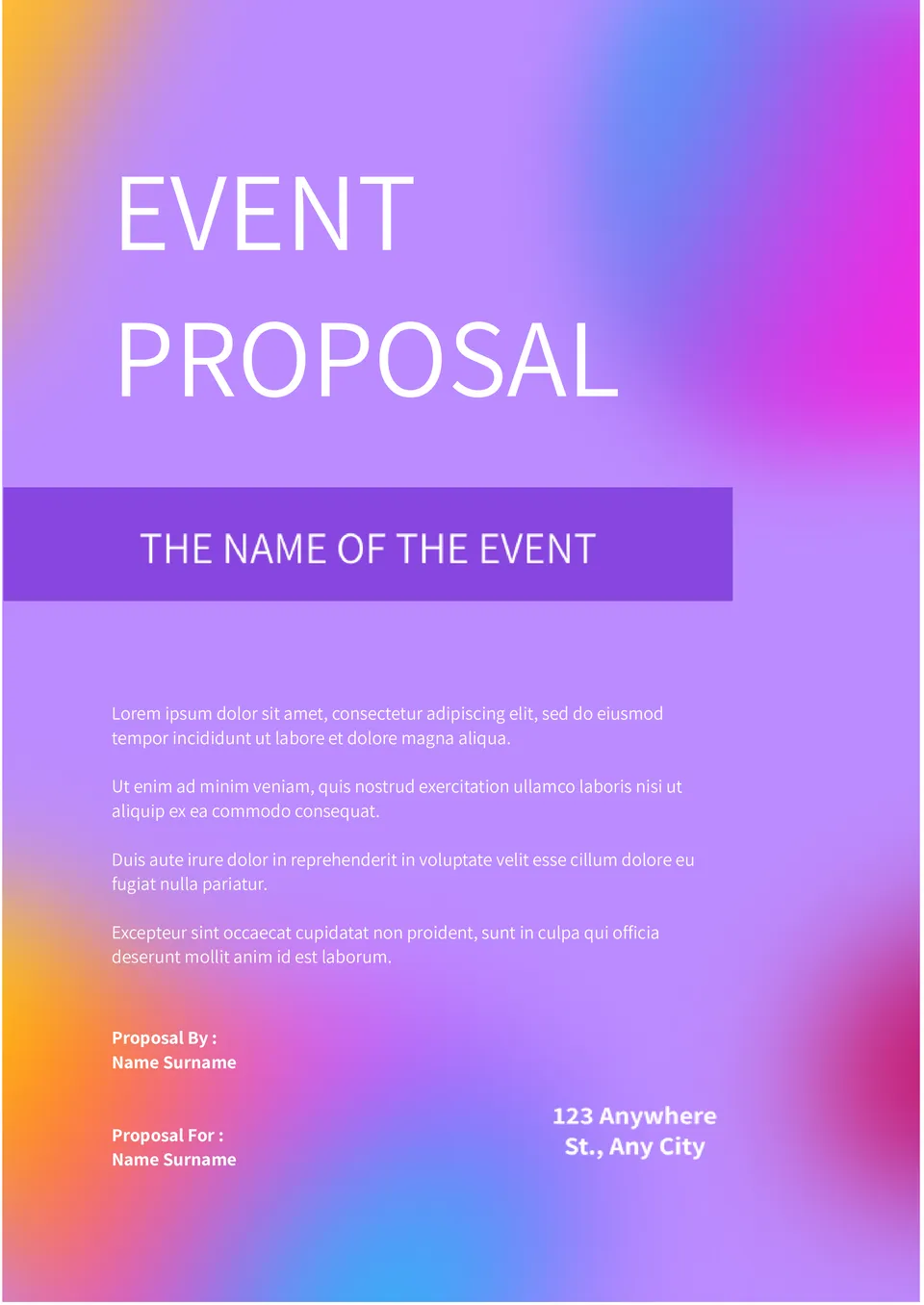 Event Proposal Template