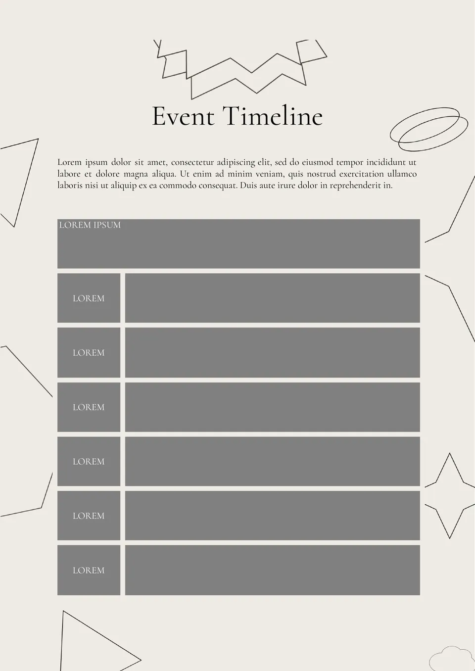 Event Timeline Template