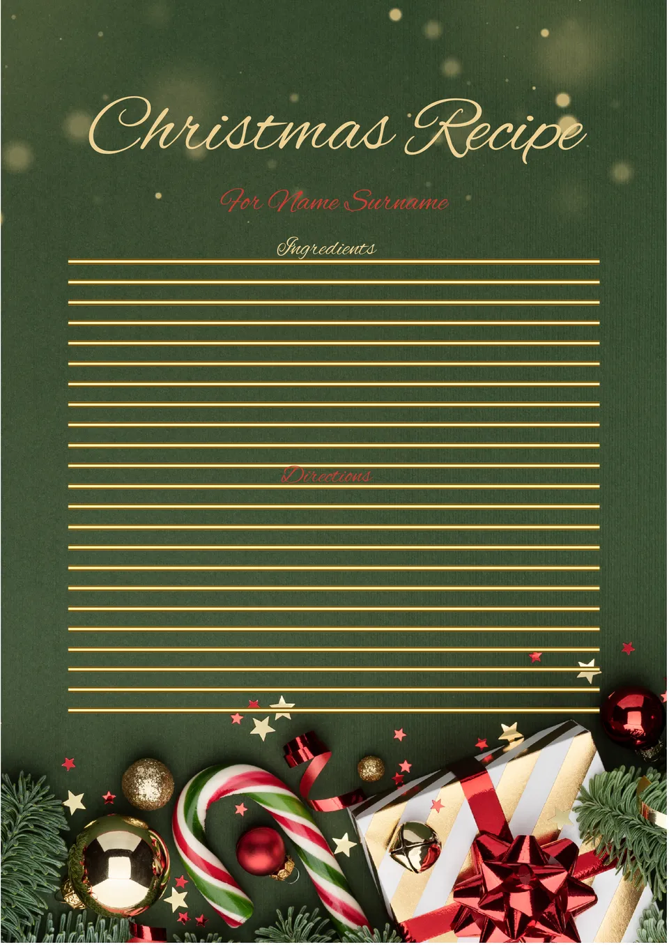 Christmas Recipe Template