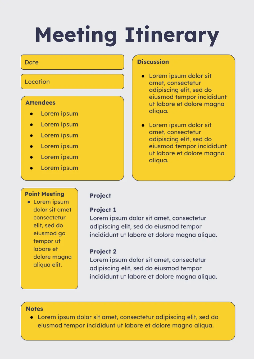 Meeting Itinerary Template