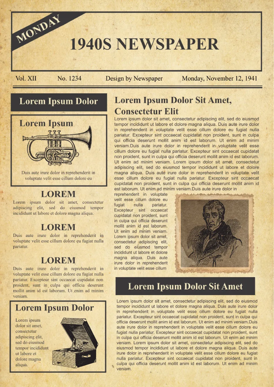 1940s Newspaper Template