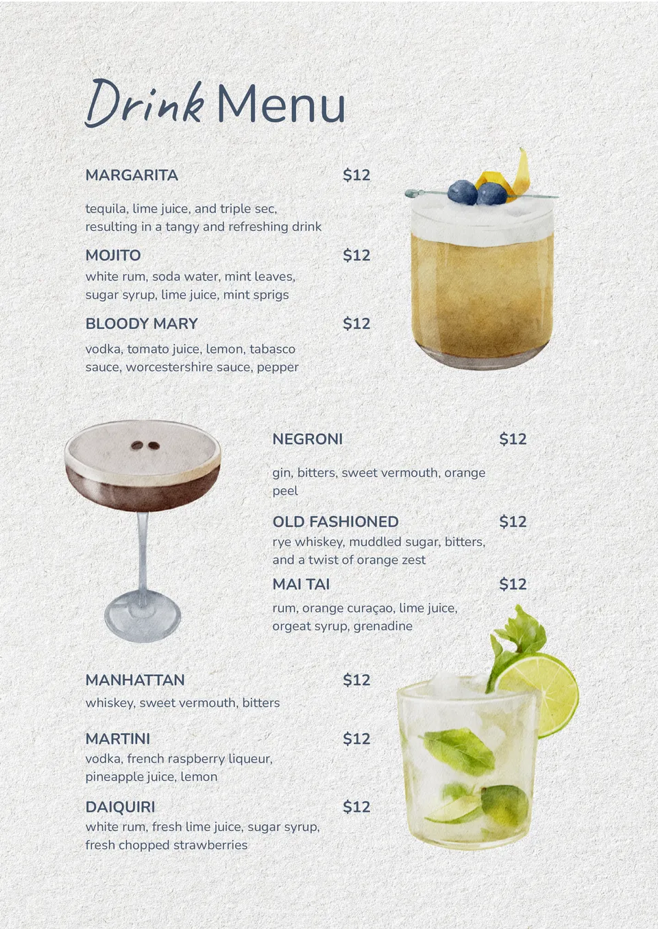 Drink Menu Template