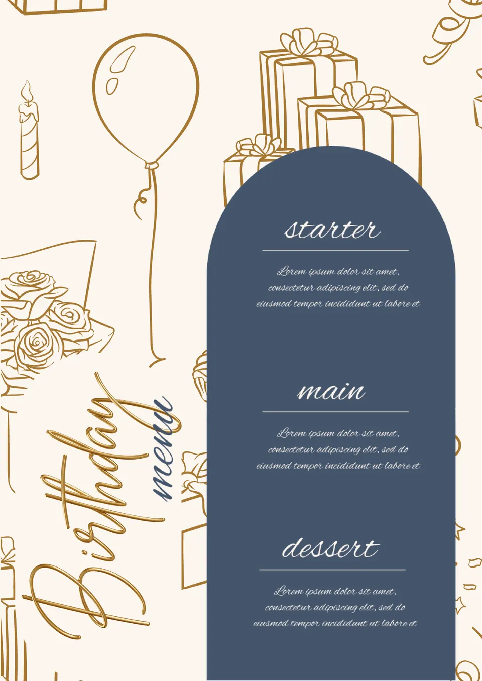 Birthday Dinner Menu Template