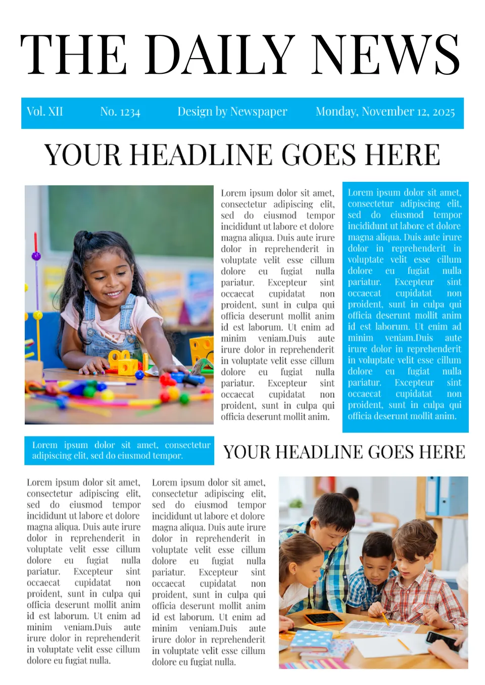 Classroom Newspaper Template