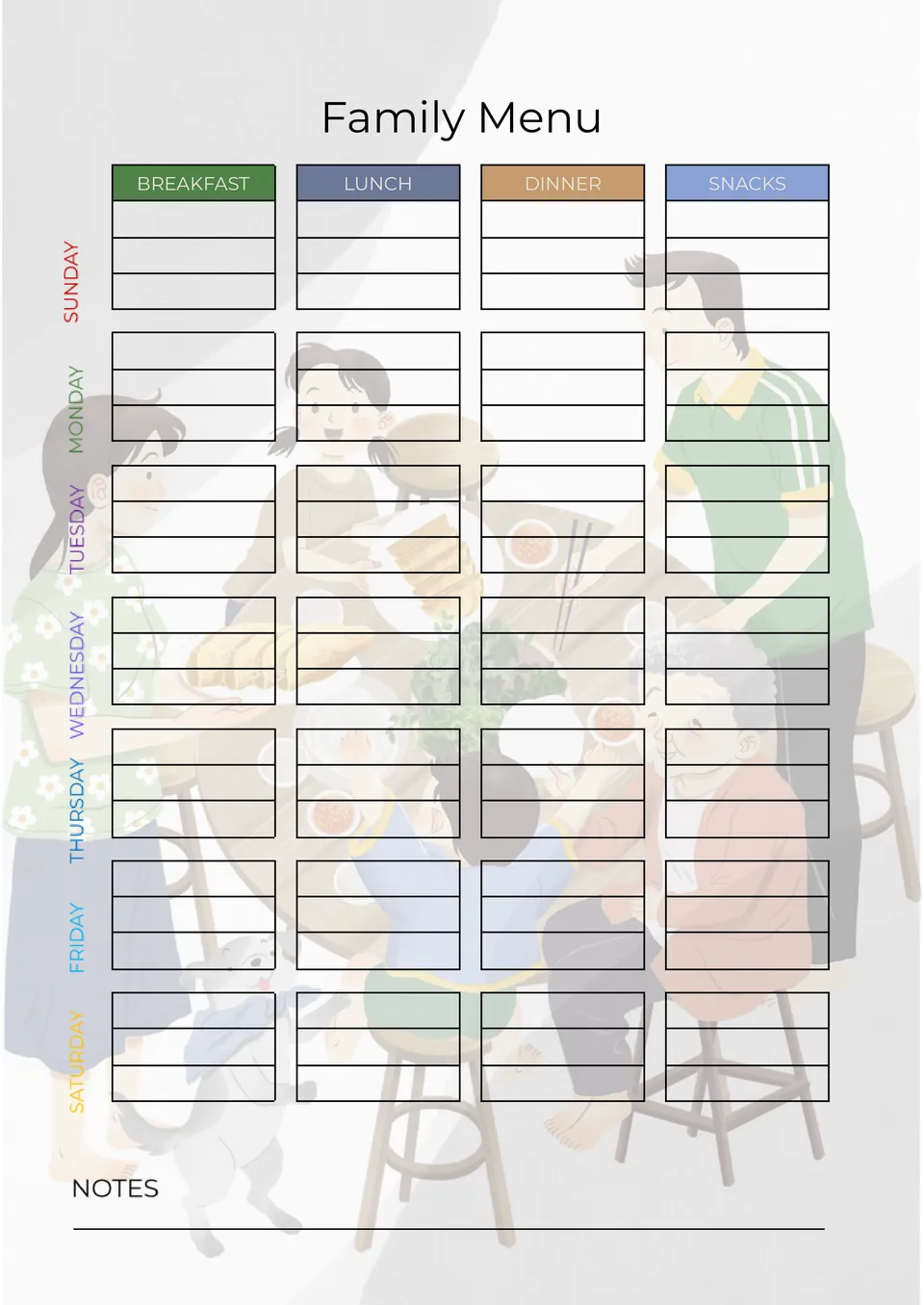 Family Menu Template